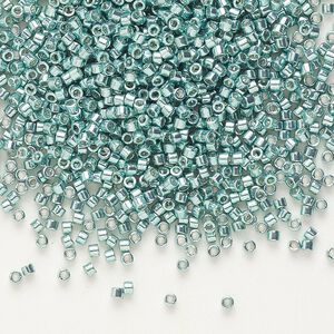 Seed bead, Delica&reg; 1pkg7.5g glass, #11 round, opaque galvanized seafoam / outside dyed (DB-0416)
