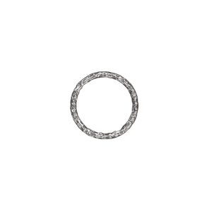 Jump ring 1pkg2 sterling silver, 12mm closed hammered round / , 17 gauge / 9.8mm inside diameter / antiqued