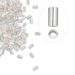 Crimp 1pkg100 sterling silver, 3x1.5mm seamless micro tube / approx 1.1mm inside diameter