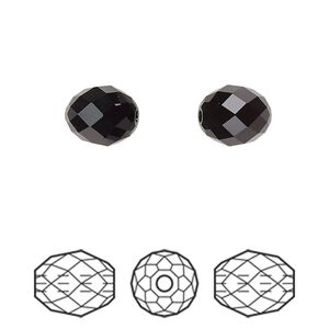 Bead 2pk jet, Crystal Passions&reg; 9.5x8mm olive briolette 5044