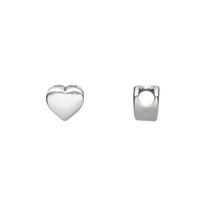 Bead 1pkg1 sterling silver, 7.5x7mm heart / blank