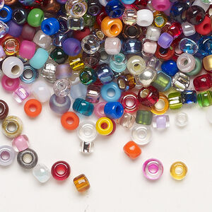 Seed bead mix, glass, 1pkg50g, #5 to #4 round, opaque and translucent mixed colors