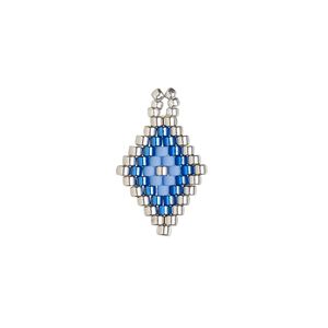 Drop, Creative Touch, glass, cobalt / violet / silver, 17x13mm double-sided diamond. Sold individually.