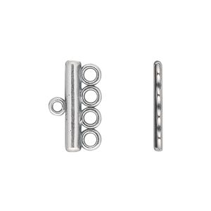 End bar 1pkg2 silver-plated pewter, 19.5x3.5mm / 1sided / 4 loops, antiqued / JBB Findings