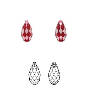 Briolette 2pk scarlet, Crystal Passions&reg; 11x5.5mm pendant drop 6010