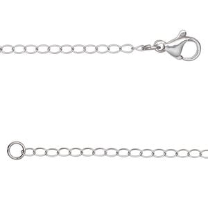 Chain 1pkg1 curb, 1.9mm / lobster claw clasp, stainless steel 24 inch