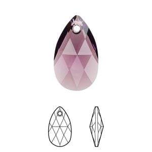 Drop 1pk amethyst, Crystal Passions&reg; 22x13mm pendant pear 6106