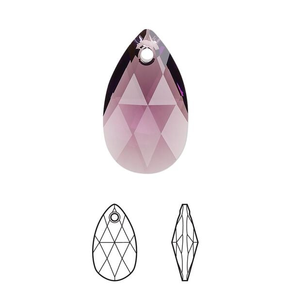 Drop 1pk amethyst, Crystal Passions&reg; 22x13mm pendant pear 6106 image number 0