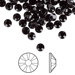Flat back 1440pk jet foil back, Swarovski&reg; hotfix 4.6-4.8mm rose round SS20 2078HF