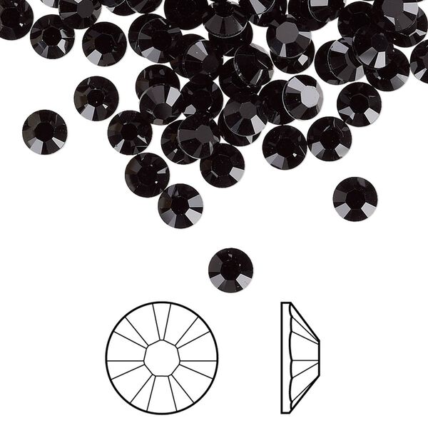 Flat back 1440pk jet foil back, Swarovski&reg; hotfix 4.6-4.8mm rose round SS20 2078HF image number 0