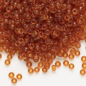 Seed bead, Miyuki, glass, pkg/250g, #8 rocaille, transparent topaz (RR-133).