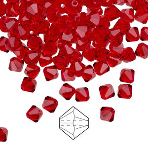 Bead 24pk light Siam, Preciosa Czech crystal 5mm bicone