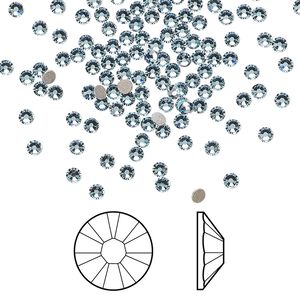 Flat back 1440pk aquamarine foil back, Swarovski&reg; 2.1-2.3mm rose round SS7 2058