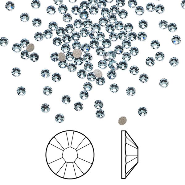 Flat back 1440pk aquamarine foil back, Swarovski&reg; 2.1-2.3mm rose round SS7 2058 image number 0