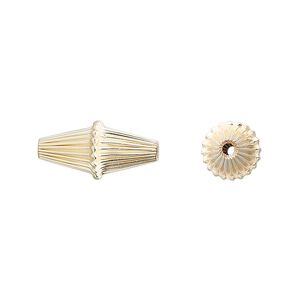 Bead 1pkg10 14Kt gold-filled, 17x8mm corrugated double cone