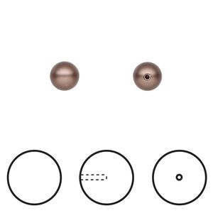 Pearl 1pkg4 velvet brown, Crystal Passions&reg; 6mm half-drilled round 5818