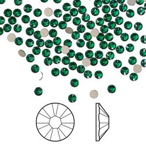 Flat back 1440pk majestic green foil back, Swarovski&reg; 2.5-2.7mm rose round SS9 2058