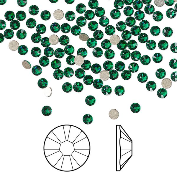 Flat back 1440pk majestic green foil back, Swarovski&reg; 2.5-2.7mm rose round SS9 2058 image number 0