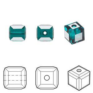 Bead 96pk emerald, Swarovski&reg; 8mm cube 5601