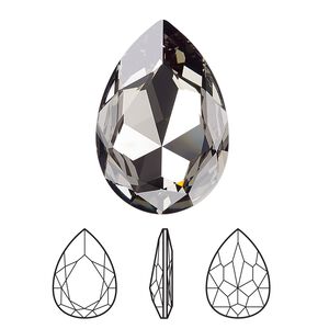 Fancy stone 24pk black diamond foil back, Swarovski&reg; 30x20mm pear 4327