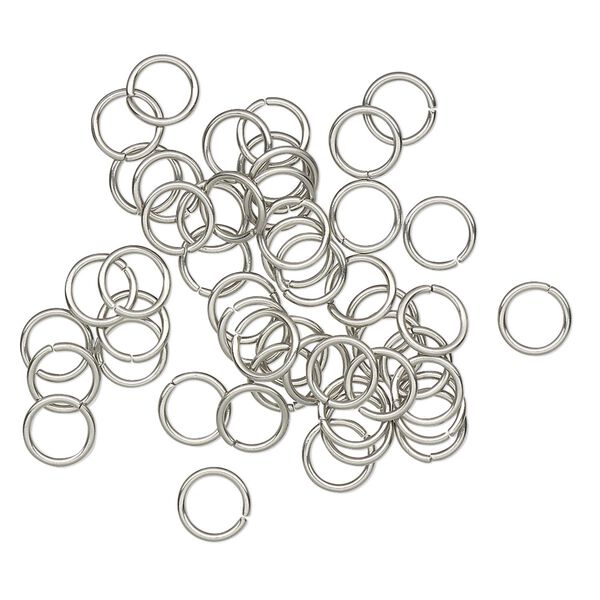 Jump ring 1pkg50 stainless steel, 5.5mm round, 22 gauge / 4.1mm inside diameter image number 0