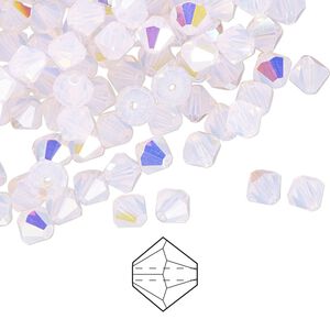 Bead 24pk rose opal AB, Preciosa Czech crystal 5mm bicone