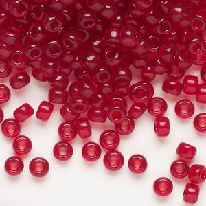 Seed bead, Miyuki, glass, pkg/250g, #6 rocaille, transparent ruby (RR-141).