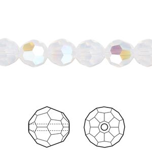 Bead 12pk white opal shimmer, Crystal Passions&reg; 8mm round 5000