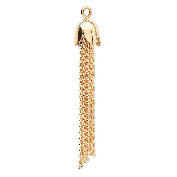 Focal, gold-plated steel, 39x8mm chain tassel. Sold per pkg of 10. image number 0