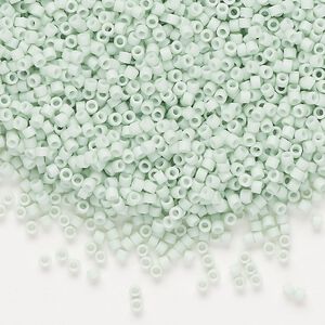 Seed bead, Delica&reg;, glass, pkg/250g, #11 round, opaque matte light mint green (DB-1516-1).