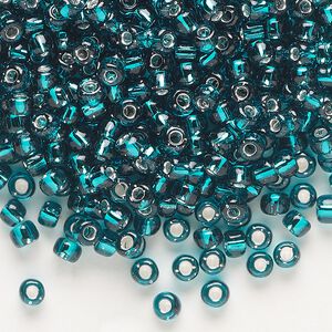 Seed bead, Dyna-Mites&trade;, glass, transparent silver-lined teal, #6 round. Sold per 40-gram pkg.