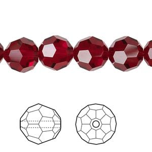 Bead 24pk Siam, Crystal Passions&reg; 10mm round 5000
