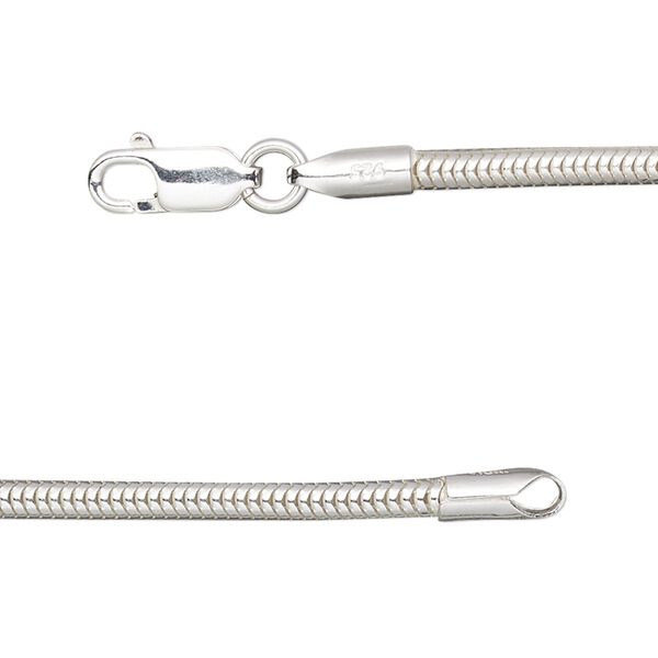 Chain 1pkg1 sterling silver snake, 2.6mm / fits 3.5mm hole / lobster claw clasp, Dione&reg; 16 inch image number 0