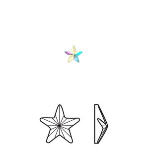 Flat back 48pk crystal AB foil back, Crystal Passions&reg; hotfix rhinestone 5.5x5mm rivoli star 2816