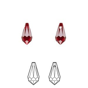 Drop 4pk Siam, Crystal Passions&reg; 11x5.5mm pendant teardrop 6000