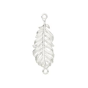 Link, sterling silver, 24x11.5mm single-sided feather. Sold individually.