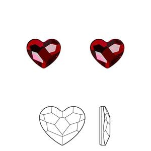 Flat back 24pk light Siam foil back, Crystal Passions&reg; hotfix rhinestone 10x8.5mm heart 2808HF