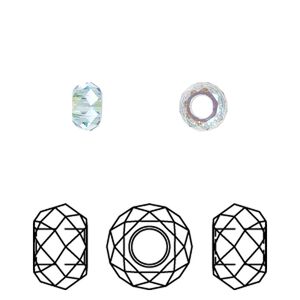 Bead 288pk aquamarine shimmer 2X, Swarovski&reg; 6x3.75mm briolette XL hole 5042