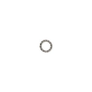 Jump ring 1pkg100 gunmetal-plated, 6mm twisted round, 18 gauge / 4.2mm inside diameter / brass
