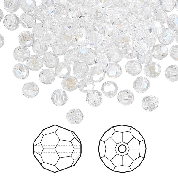 Bead 720pk crystal moonlight, Swarovski&reg; 4mm round 5000 image number 0