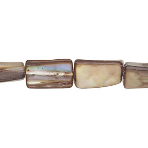Mother-of-pearl shell 1pkg1, stick bead 15 inch antique golden brown 13x6mm-15x9mm