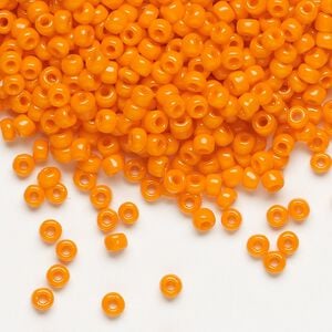Seed bead, Dyna-Mites&trade;, glass, opaque orange, #8 round. Sold per 1/2 kilogram pkg.