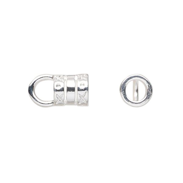 Cord end glue-in 1pkg10 silver-plated, 8x7.5mm tube / 4.7mm inside diameter, brass image number 0