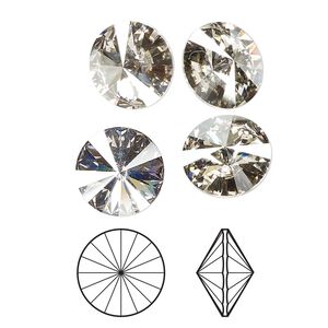 Chaton 144pk crystal silver shade foil back, Swarovski&reg; 12mm rivoli 1122