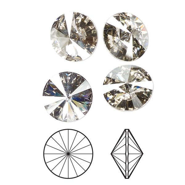 Chaton 144pk crystal silver shade foil back, Swarovski&reg; 12mm rivoli 1122 image number 0
