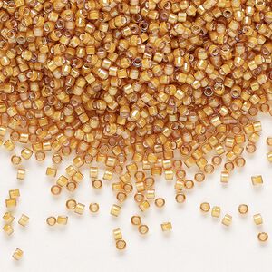 Seed bead, Delica&reg;, glass, pkg/7.5g, #11 round, translucent white-lined luster topaz (DB-1778).