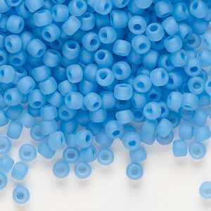 Seed bead, Dyna-Mites&trade;, glass 1pkg0.5kg, #6 round, translucent matte inside dyed color aqua (216MA 6/0 RR)