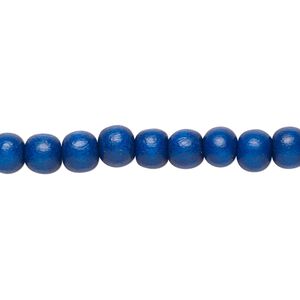 Bead 1pkg1, Taiwanese cheesewood (dyed / waxed), dark blue, 5-6mm round, 15-1/2 to 16 inches.