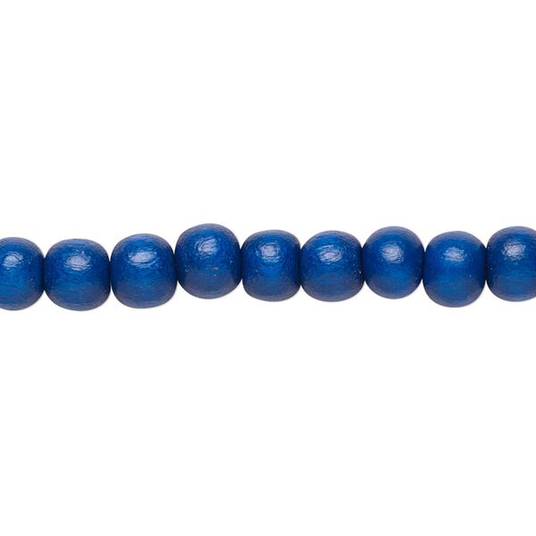 Bead 1pkg1, Taiwanese cheesewood (dyed / waxed), dark blue, 5-6mm round, 15-1/2 to 16 inches. image number 0