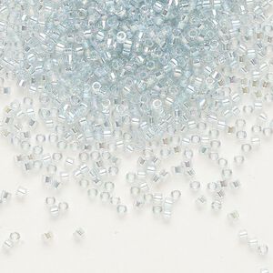Seed bead, Delica&reg;, glass, pkg/7.5g, #11 round, translucent rainbow glazed luster light aqua (DB-0110).